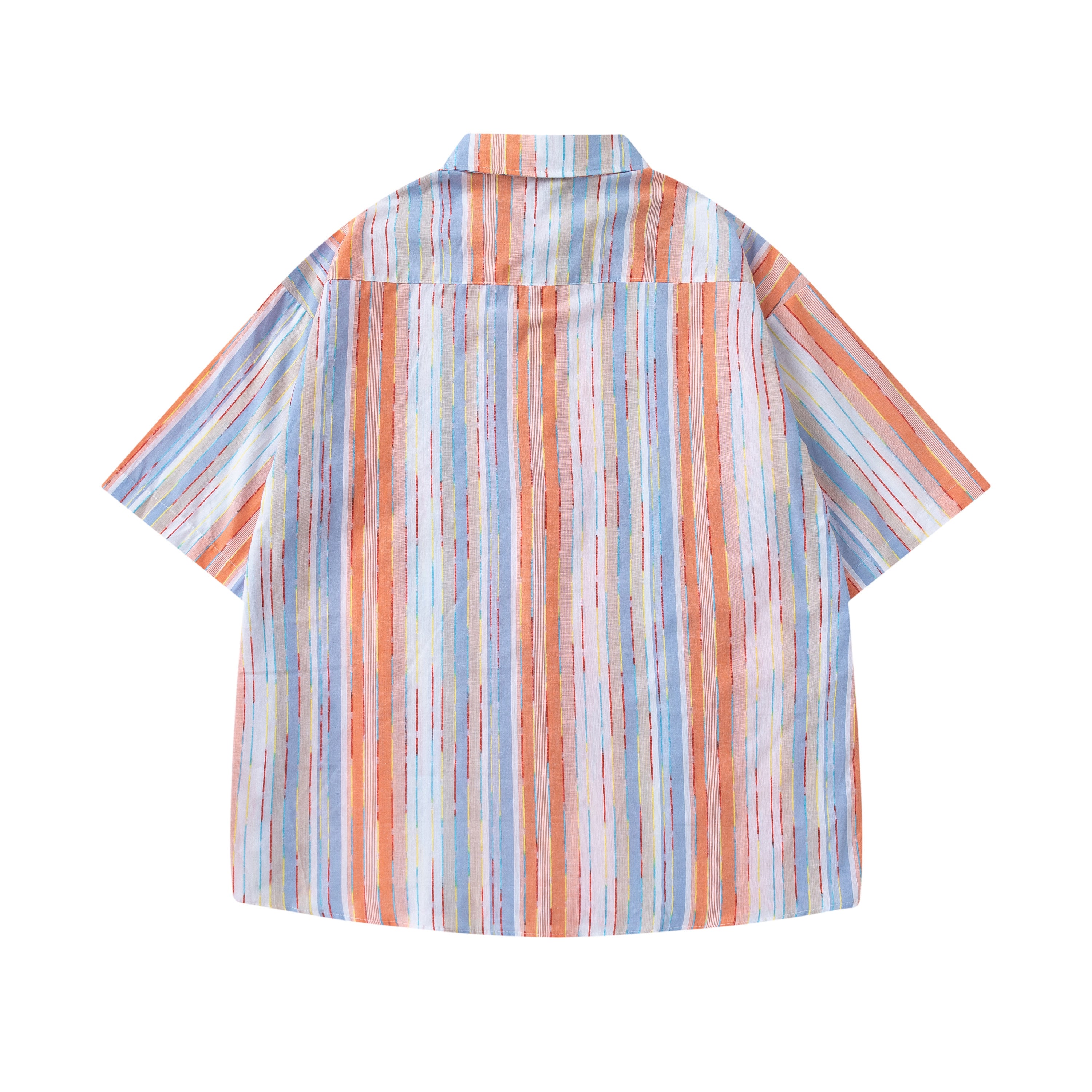 DONOTLOGO “Colorful Summer” Striped Shirt | Orange/Blue/Pink Colorblock | Drop Shoulder, Loose Fit | Summer Street Style Must-Have