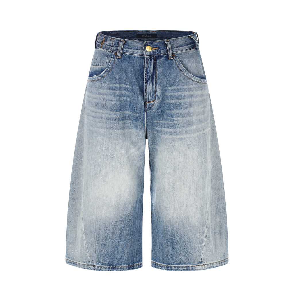 DONOTLOGO Urban Heritage Collection | Unisex Oversized Cropped Denim | Retro Aesthetic High-Rise Wide-Leg Bottoms with Authentic Fade Detail