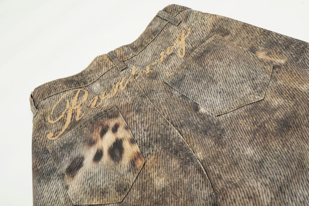 Unisex Leopard Print Jeans