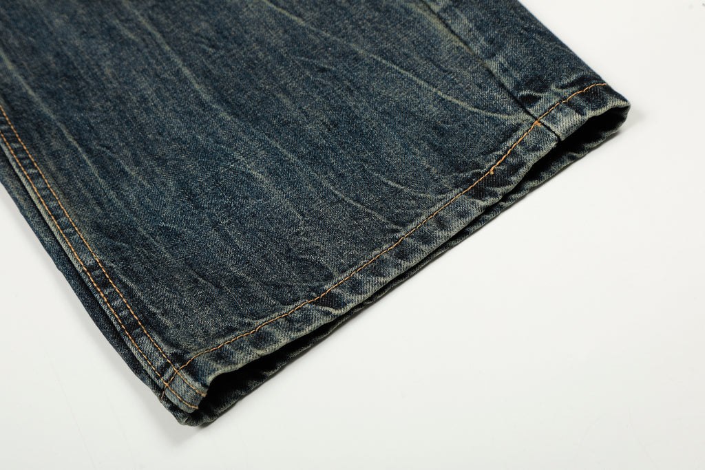 DONOTLOGO Urban Heritage Collection | Unisex Oversized Cat Whisker Denim | Retro Aesthetic High-Rise Wide-Leg Bottoms with Authentic Fade Detail