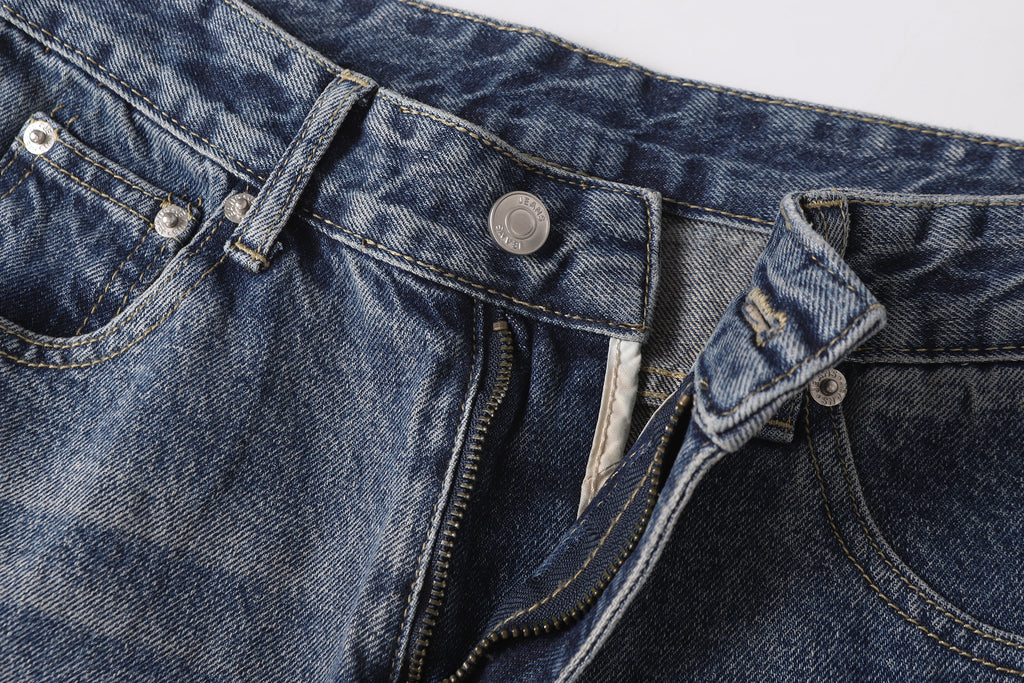 DONOTLOGO Urban Streetwear Collection | Unisex Curved Silhouette Denim Trousers | Bold Star Motif & Vintage Fade Detail with Premium Cotton Blend