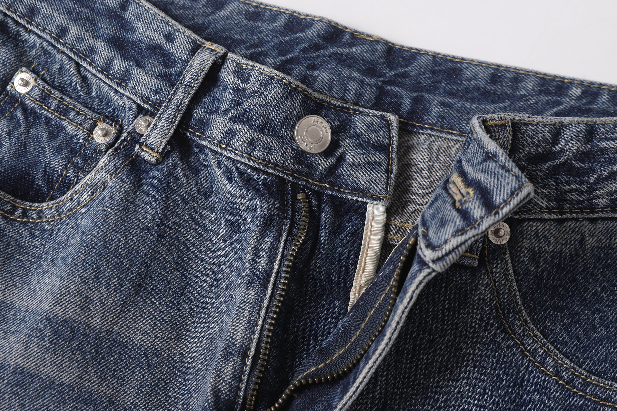 DONOTLOGO Urban Streetwear Collection | Unisex Curved Silhouette Denim Trousers | Bold Star Motif & Vintage Fade Detail with Premium Cotton Blend