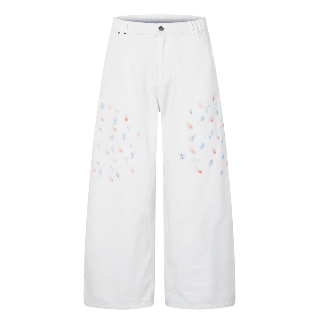 Unisex Hand-Painted White Denim Jeans