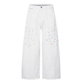 Unisex Hand-Painted White Denim Jeans