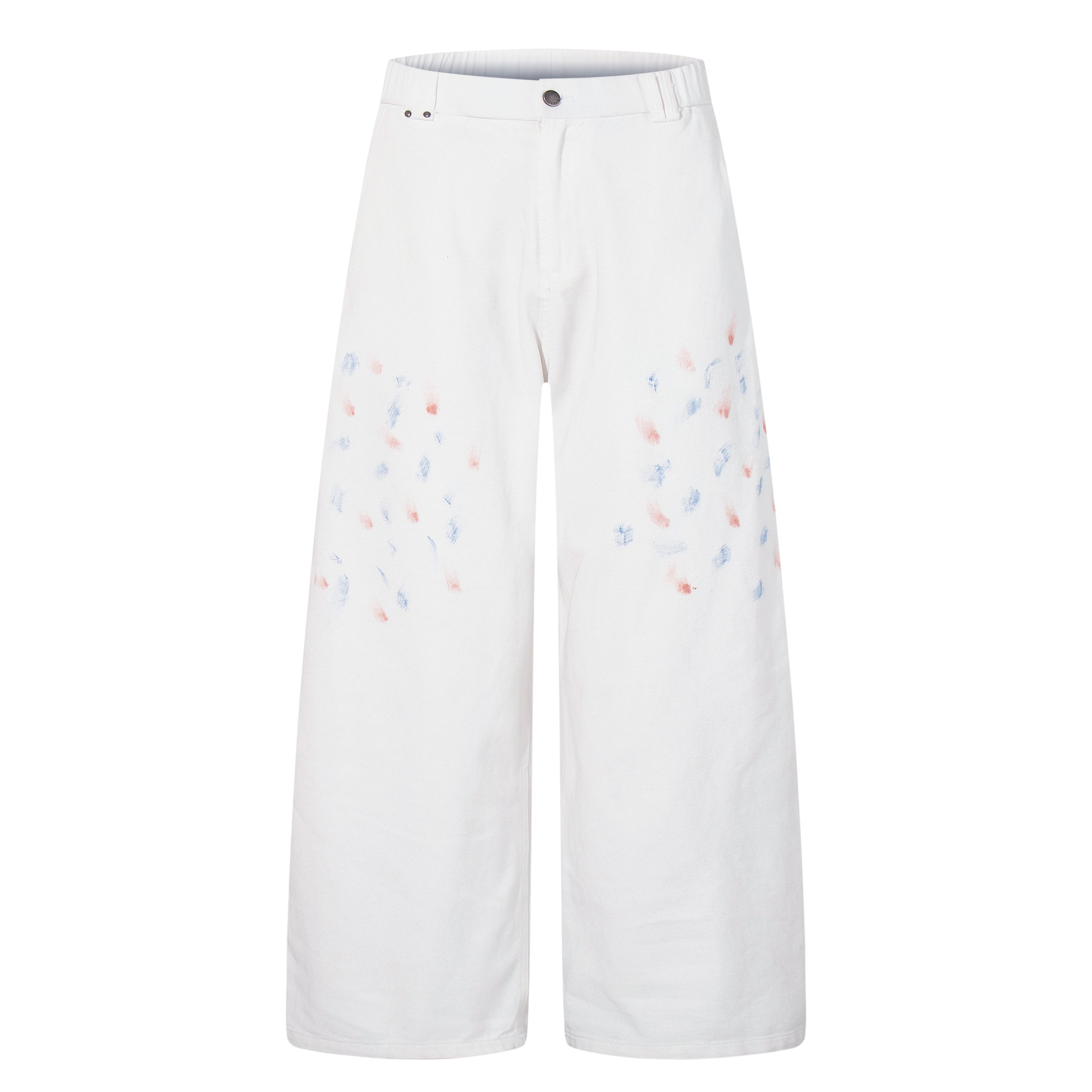 Unisex Hand-Painted White Denim Jeans