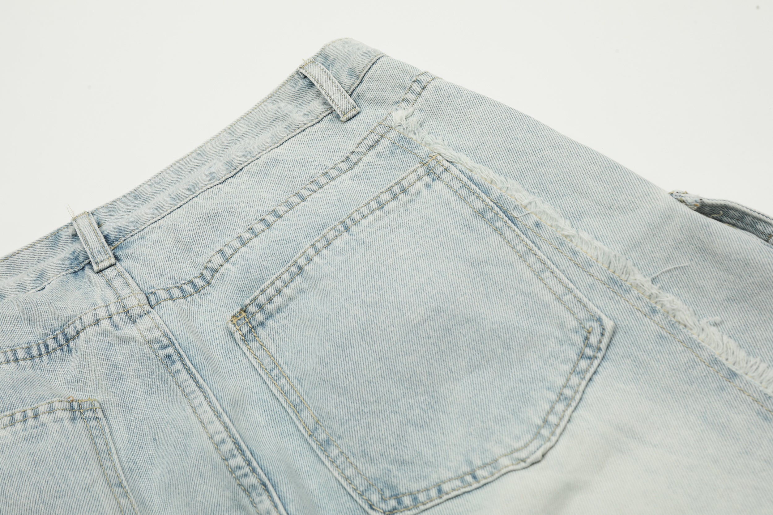 Unisex Vintage Washed Multi-Pocket Denim Cargo Pants