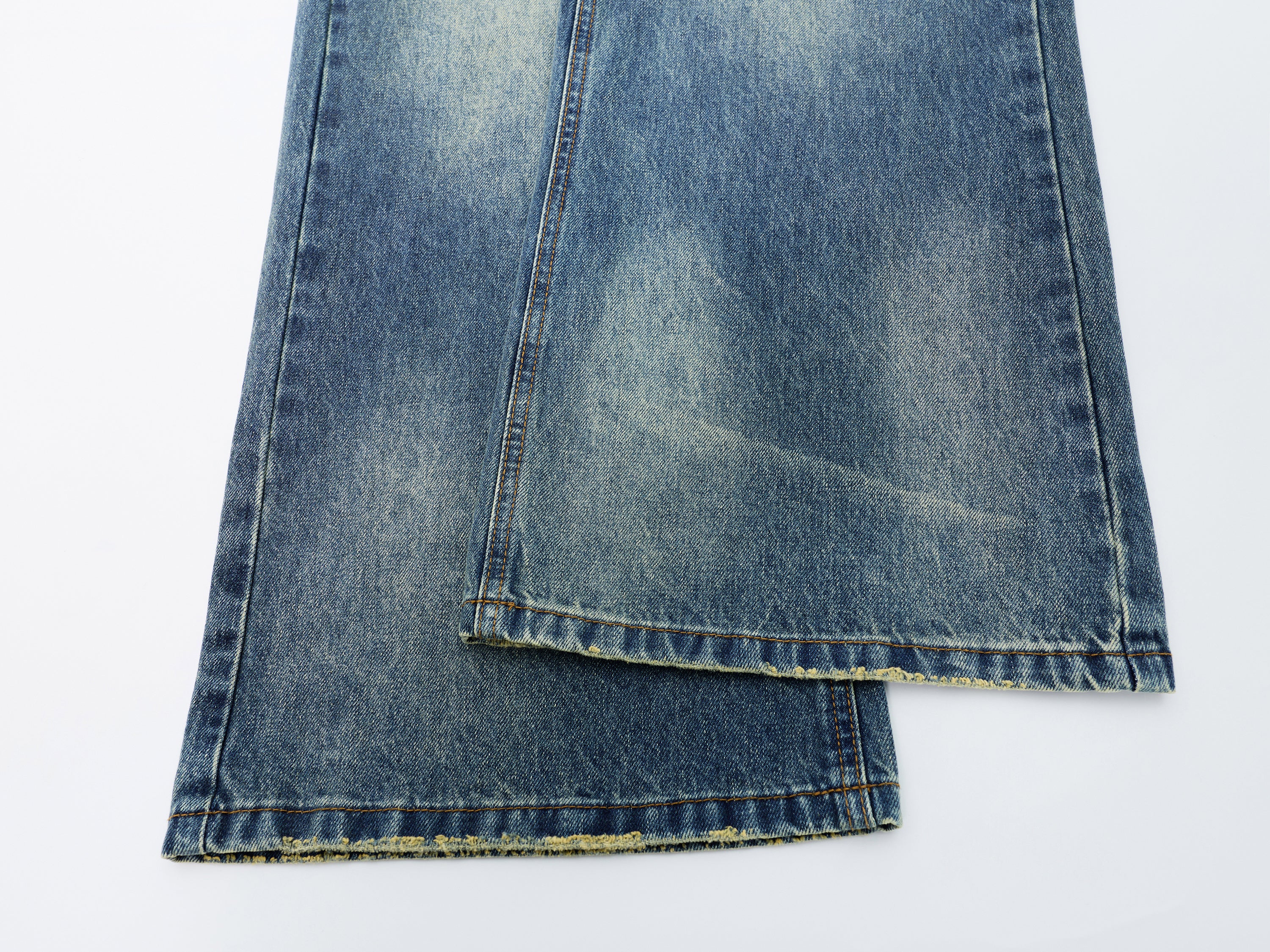 DONOTLOGO Oversized Vintage Wash Denim Jeans - Unisex Baggy Trousers with Distressed Whisker Effect - Edgy Streetwear Bottom with Wide Leg Silhouette & Raw Hem