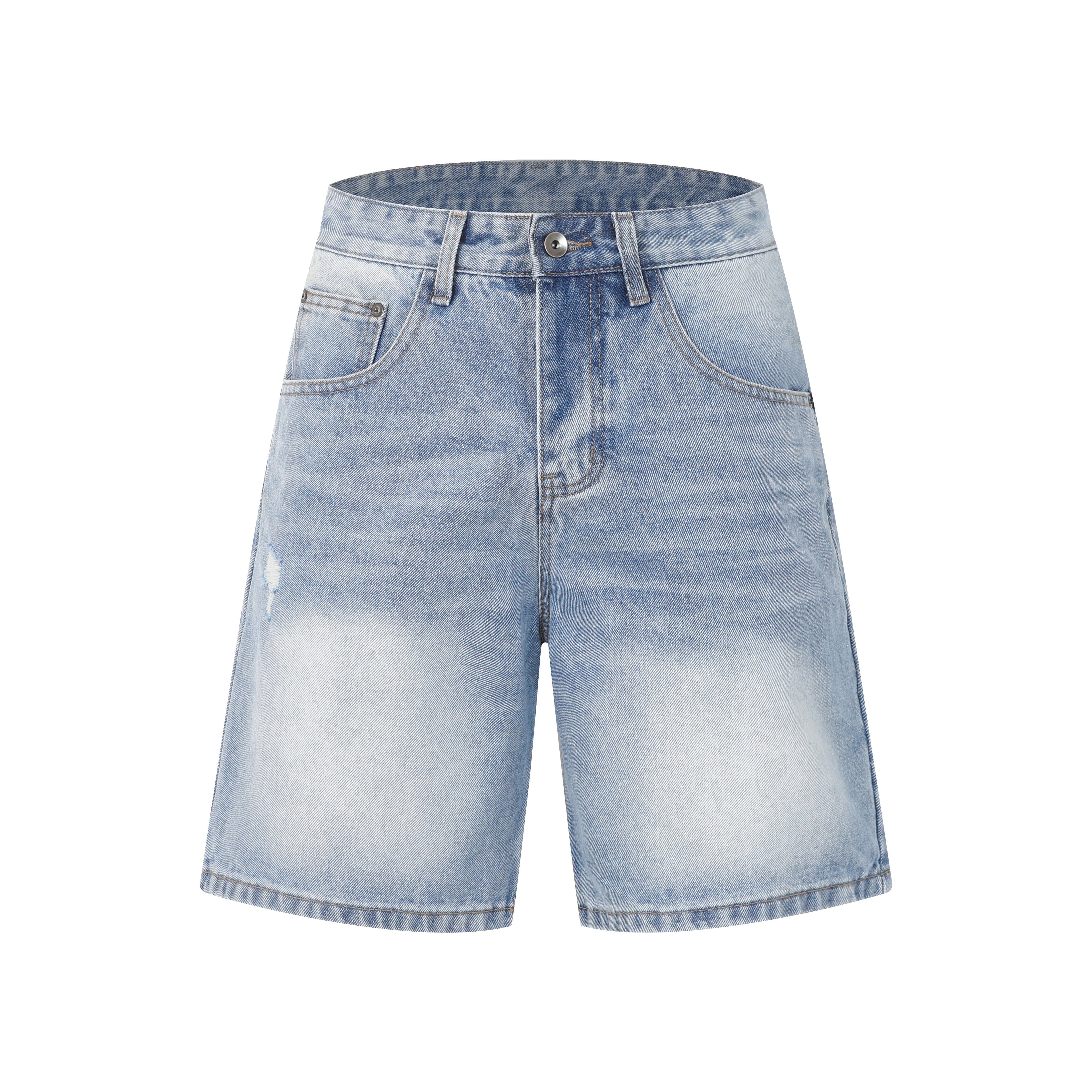 DONOTLOGO Urban Edge Collection | Unisex Relaxed Fit Denim Shorts | Bold Cat Whisker Seaming & Faded Wash Finish with Classic Cotton Denim Fabric