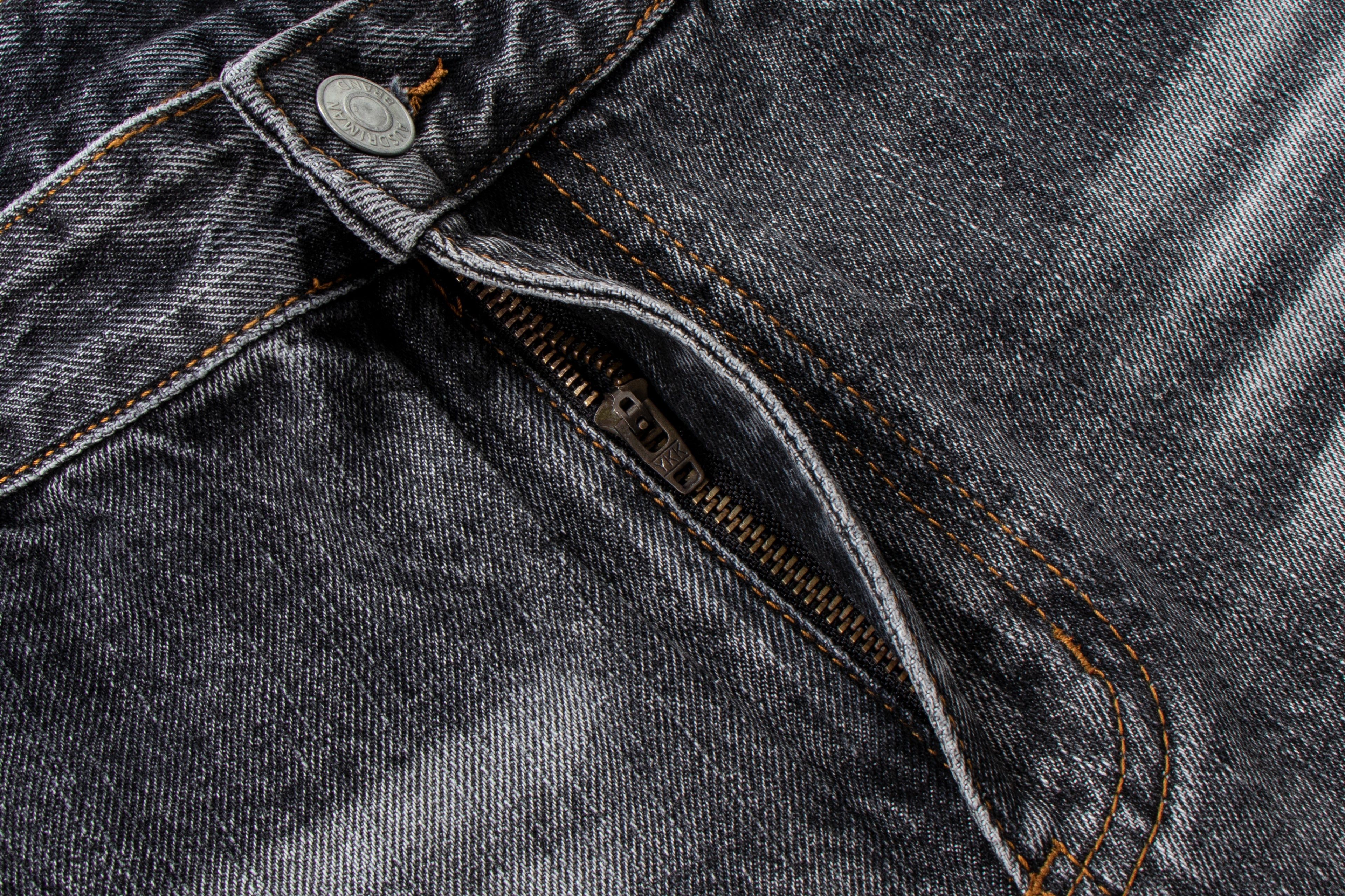 Vintage Washed Whiskered Black & Gray Distressed Flared Jeans