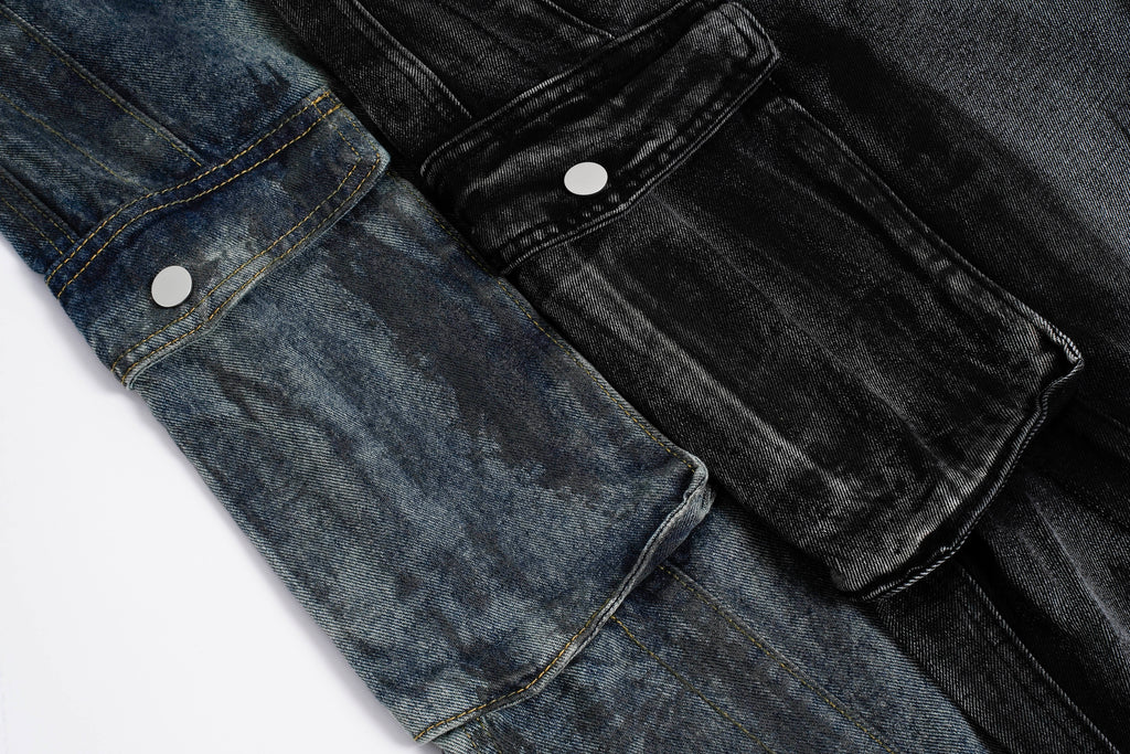 DONOTLOGO Heavy Acid Wash Baggy Cargo Jorts | Unisex Y2K Wide Leg Denim Shorts | Retro High Street Summer Bottoms
