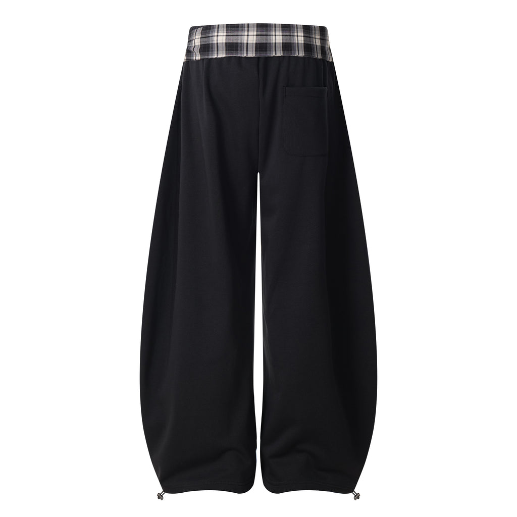 Unisex Sweatpants with Checkered Waist and Pockets