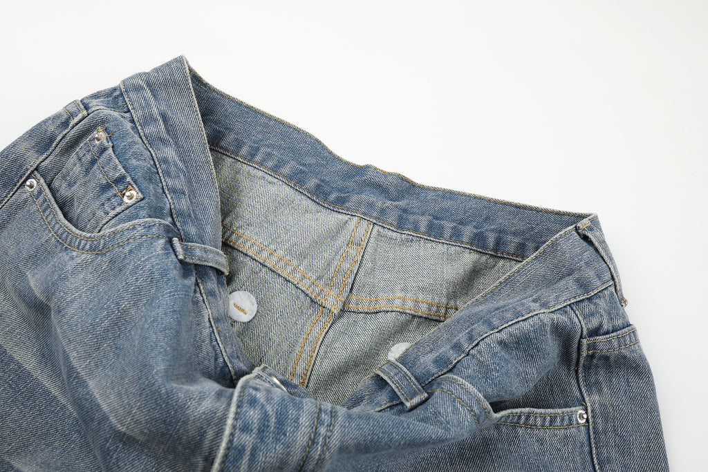DONOTLOGO Urban Edge Collection | Unisex Relaxed Fit Denim Jeans | Bold Cat Whisker Seaming & Faded Wash Finish with Classic Cotton Denim Fabric