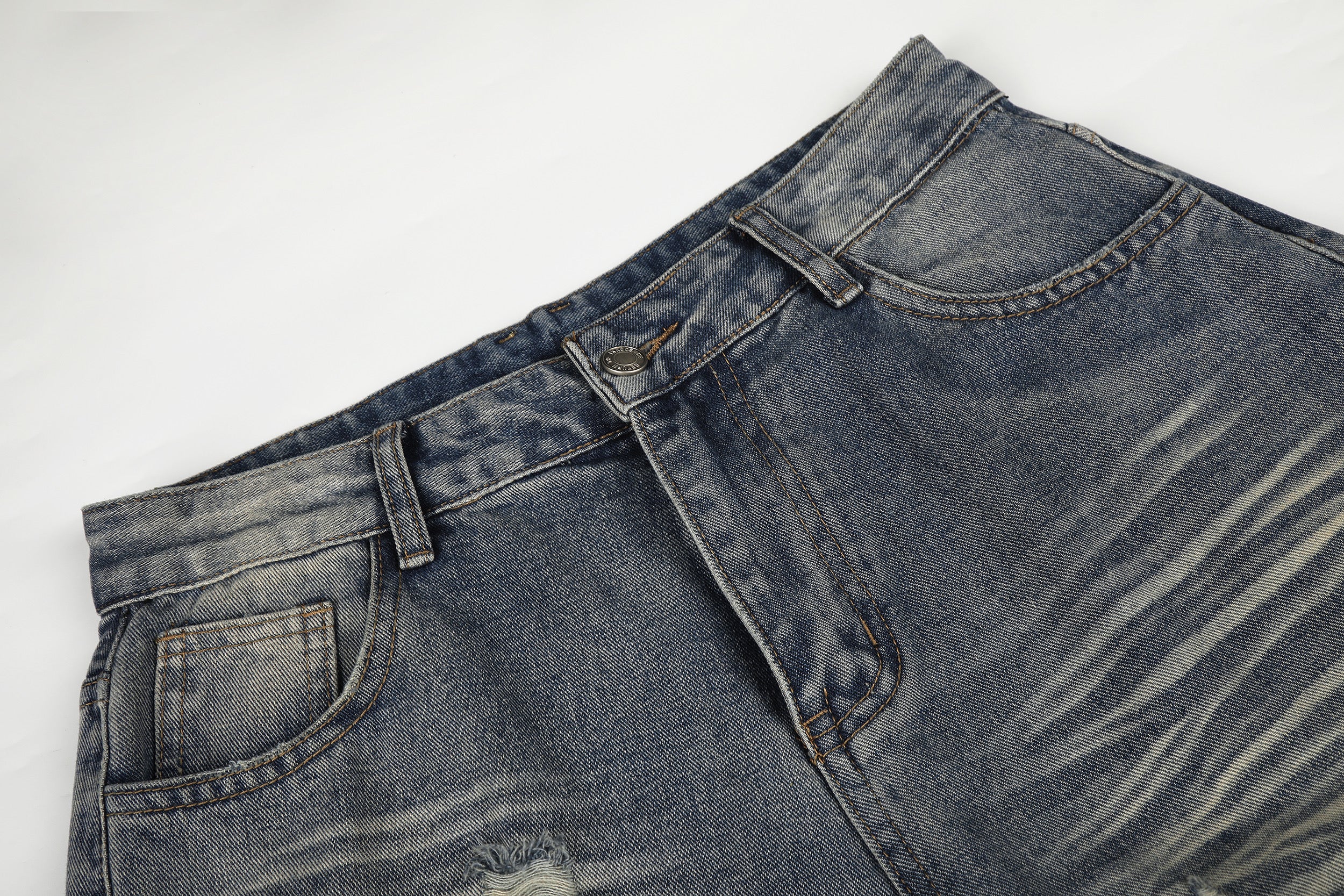 DONOTLOGO Urban Edge Collection | Unisex Relaxed Fit Denim Jeans | Bold Cat Whisker Seaming & Faded Wash Finish with Classic Cotton Denim Fabric