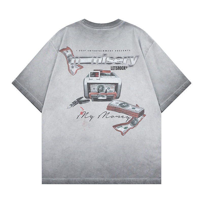 DONOTLOGO Deconstructed "MONEY" Graphic Tee - Unisex Vintage Washed Graphic T-Shirt - Edgy Streetwear Aesthetic Oversized Top