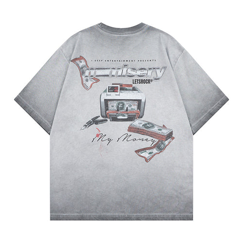 DONOTLOGO Deconstructed "MONEY" Graphic Tee - Unisex Vintage Washed Graphic T-Shirt - Edgy Streetwear Aesthetic Oversized Top