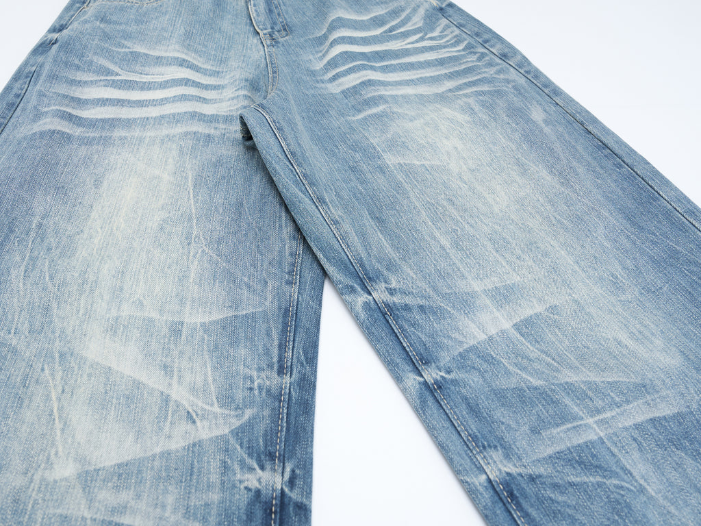 DONOTLOG Oversized Distressed Denim Jeans - Unisex Baggy Trousers with Raw Edge Rips & Whisker Effect - Edgy Streetwear Bottom with Wide Leg Silhouette