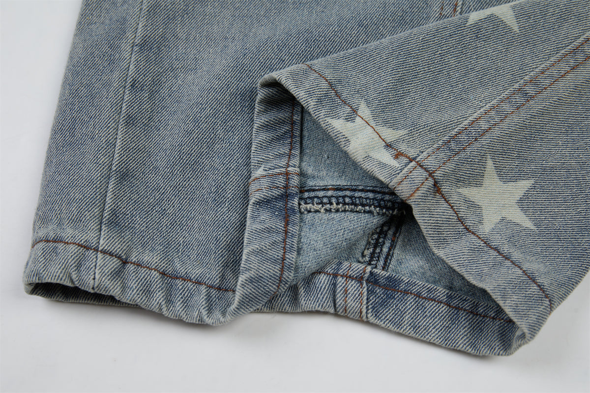 DONOTLOGO Urban Streetwear Collection | Unisex Relaxed Silhouette Jeans | Bold Star Motif & Soft Denim Fabric