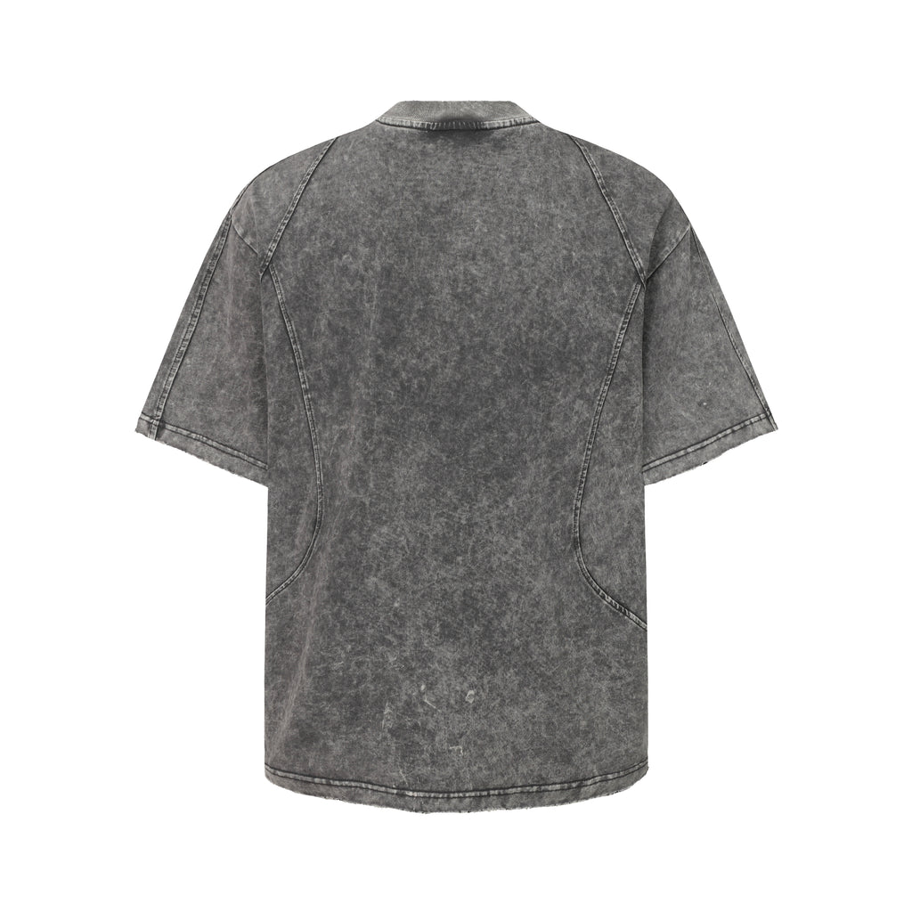 DONOTLOGO Urban Workwear Collection | Unisex Relaxed Fit Tee | Bold Panel Construction & Vintage Wash Motif with Soft Heavyweight Cotton