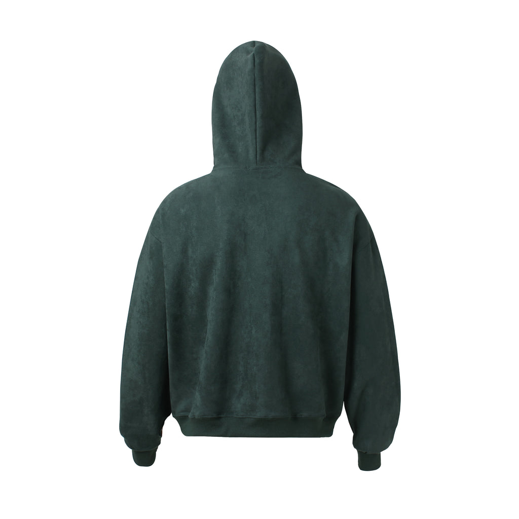 Unisex Double-Pocket Patchwork Zip-Up Hoodie with Dense Embroidery