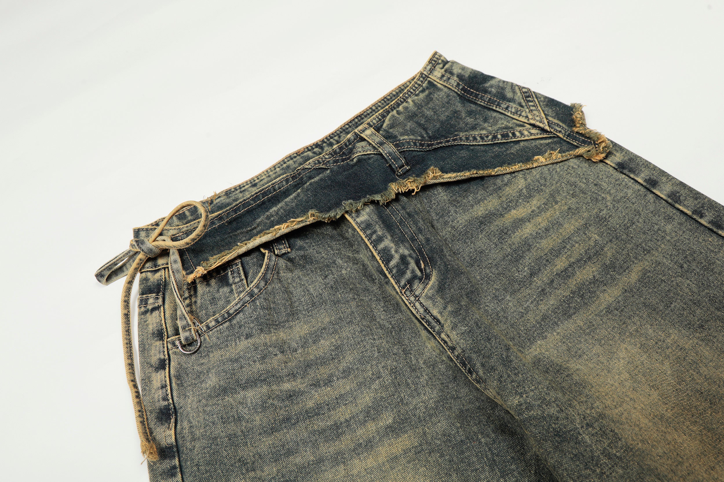 DONOTLOGO Unisex Vintage Washed Wide-Leg Jeans | Mud-Dyed Look, Distressed Detail | High-Waist Loose Fit Streetwear