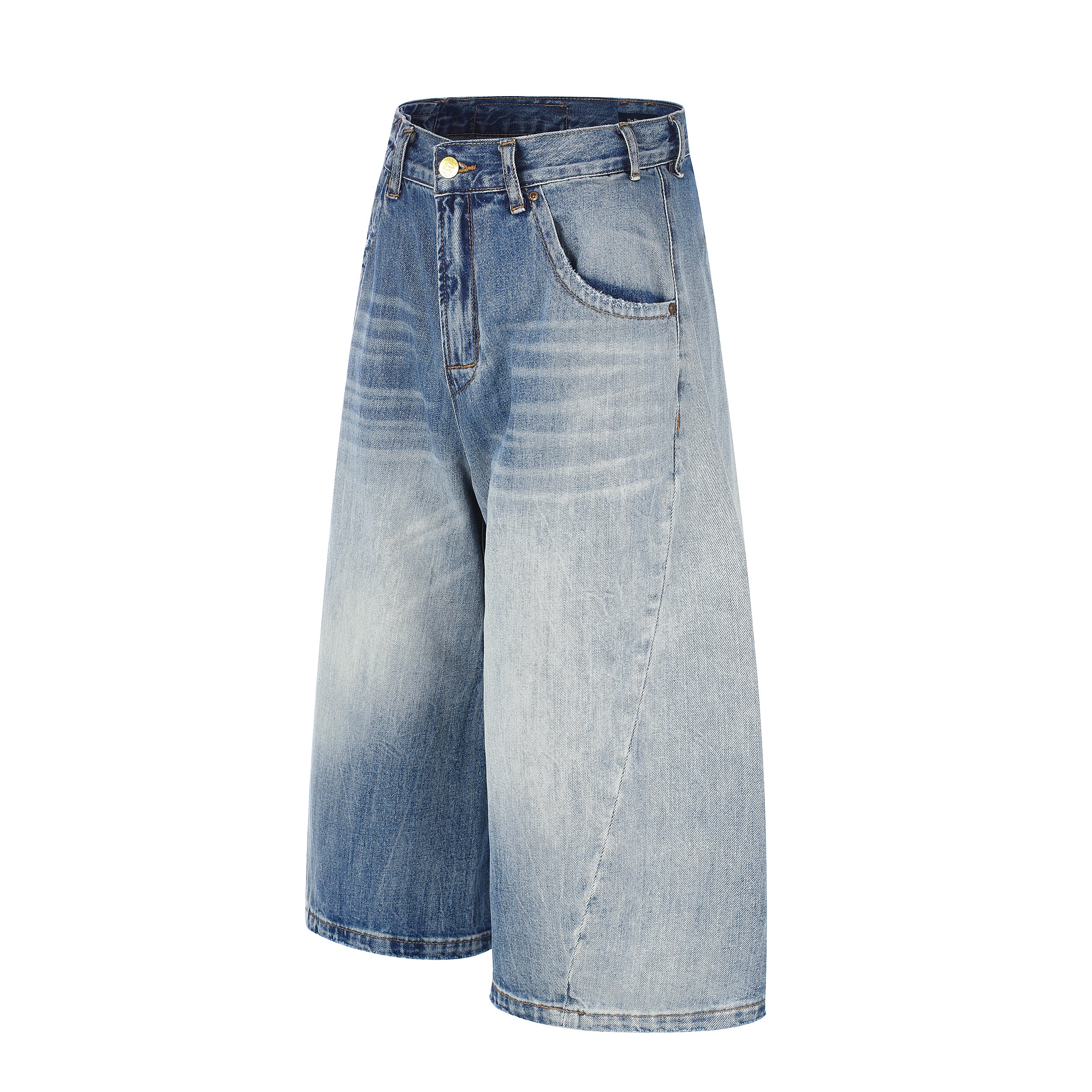 DONOTLOGO Urban Heritage Collection | Unisex Oversized Cropped Denim | Retro Aesthetic High-Rise Wide-Leg Bottoms with Authentic Fade Detail