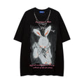 DONOTLOGO Dark Aesthetic Rabbit Print Tee | Unisex Y2K Oversized Streetwear Top | Retro High Street Summer Shirt
