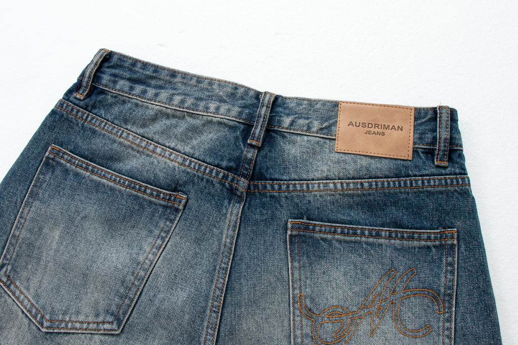 Vintage Washed Distressed Denim Jeans