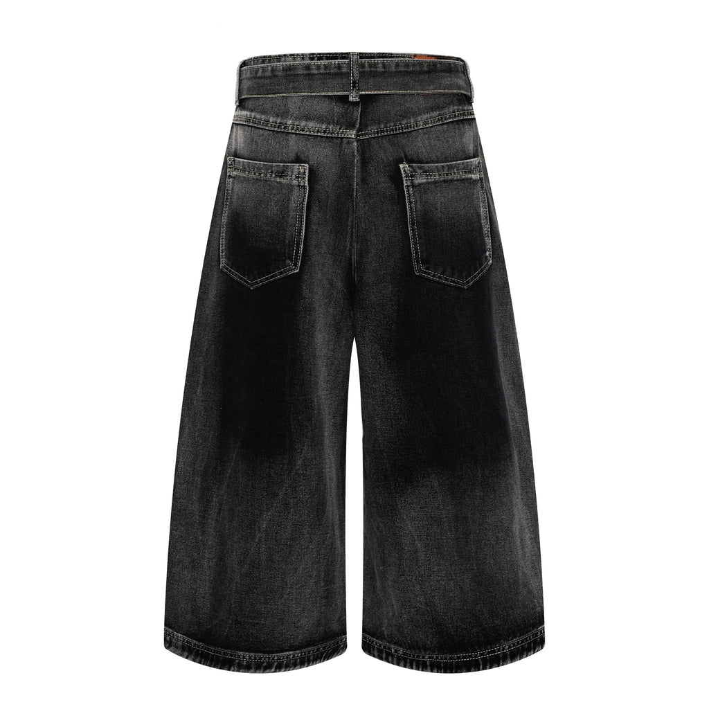 DONOTLOGO Heavy Acid Wash Baggy Cargo Jorts | Unisex Y2K Wide Leg Denim Shorts | Retro High Street Summer Bottoms