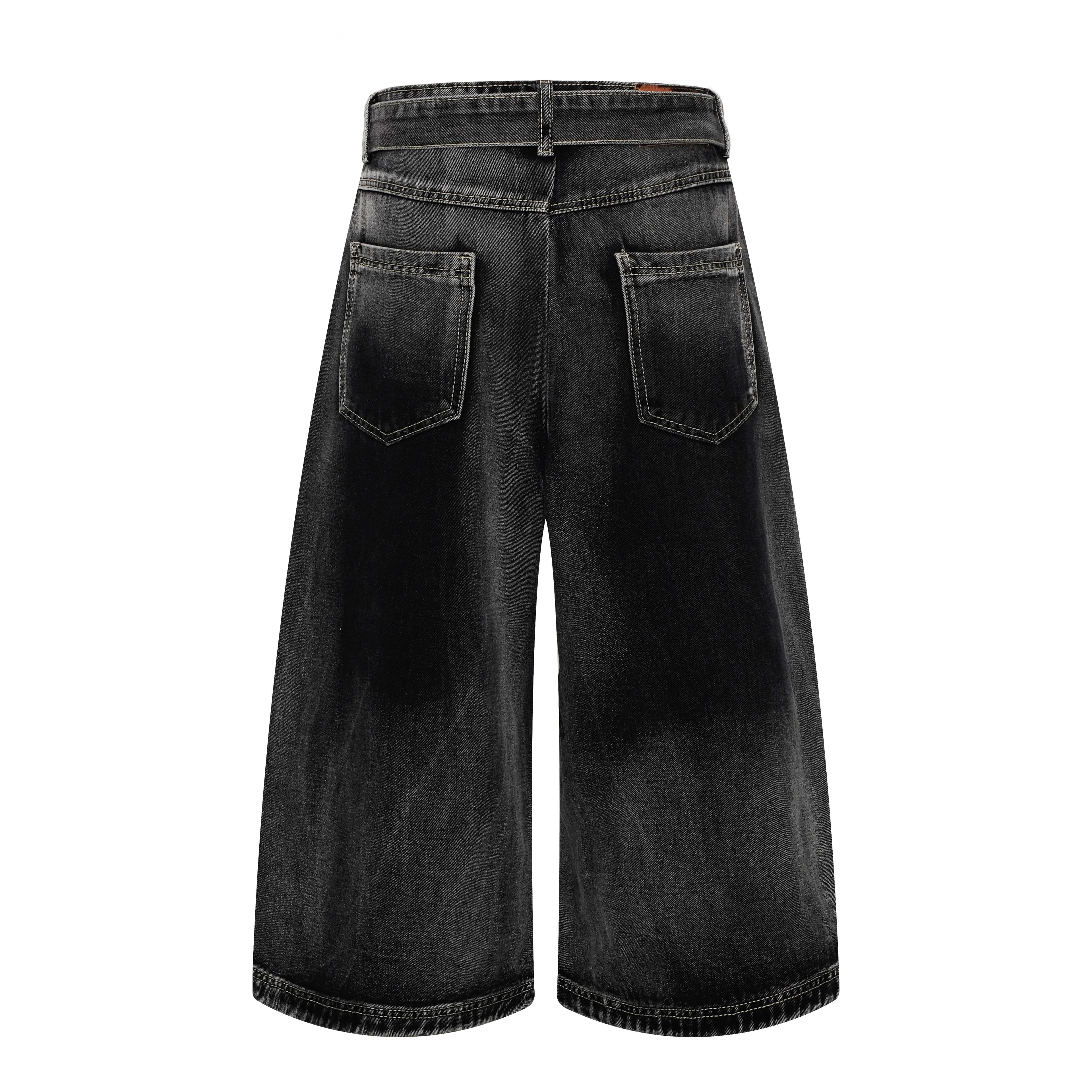 DONOTLOGO Heavy Acid Wash Baggy Cargo Jorts | Unisex Y2K Wide Leg Denim Shorts | Retro High Street Summer Bottoms