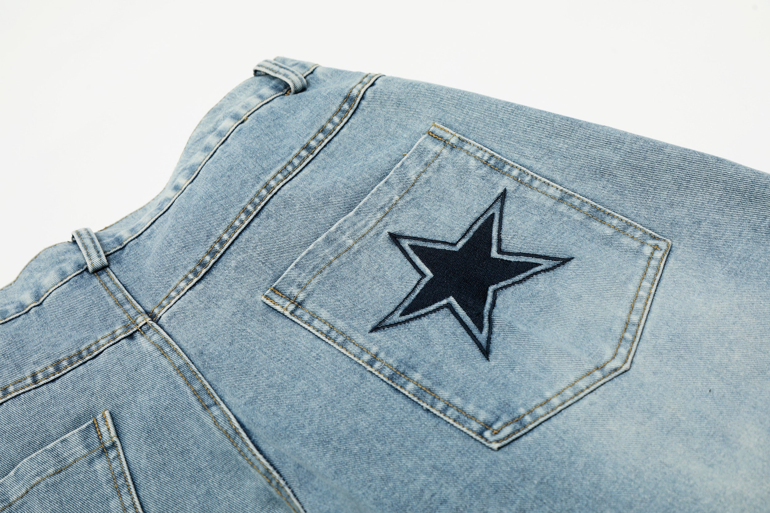 DONOTLOGO Urban Streetwear Collection | Unisex Relaxed Silhouette Jeans | Bold Number & Star Motif & Soft Denim Fabric