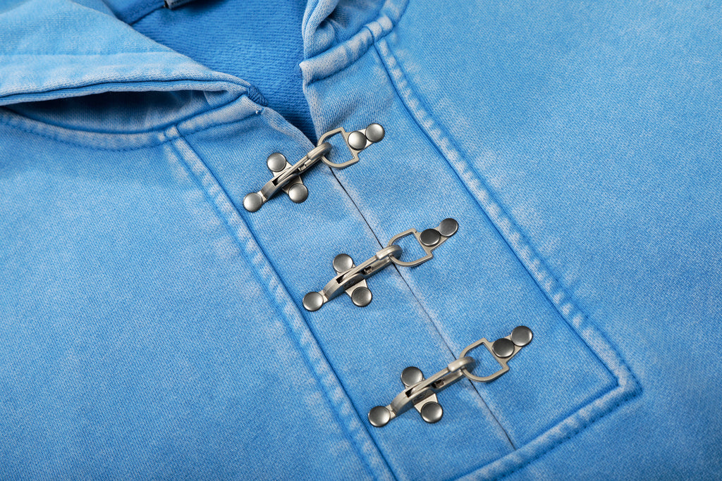 Unisex Lobster Clasp Washed Distressed Hoodie