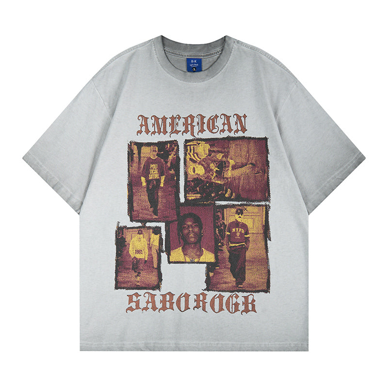 DONOTLOGO Retro Collage Portrait Print Tee | Unisex Y2K Oversized Streetwear Top | High Street Vintage Summer Shirt