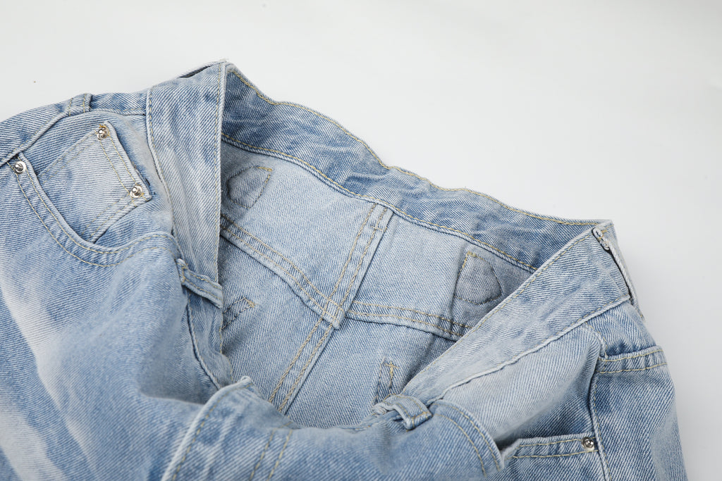 DONOTLOGO Urban Edge Collection | Unisex Relaxed Fit Denim Jeans | Bold Rivet Pocket Detail & Vintage Wash Finish with Classic Cotton Denim Fabric