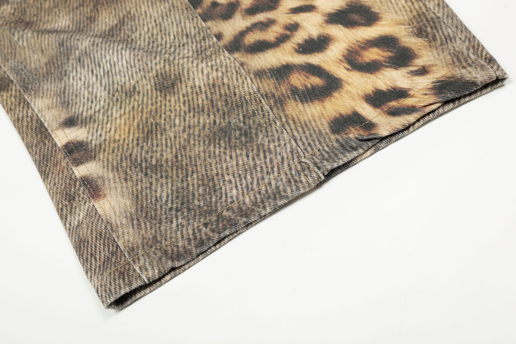 Unisex Leopard Print Jeans