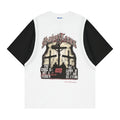 DONOTLOGO Unisex Graphic Layered T-Shirt - Saint Terror Cross Print, Vintage Wash Streetwear