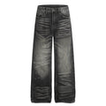 DONOTLOGO Urban Heritage Collection | Unisex Oversized Cat Whisker Denim | Retro Aesthetic High-Rise Wide-Leg Bottoms with Authentic Fade Detail