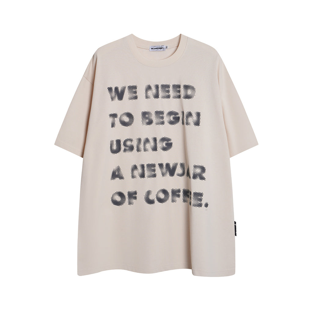 Unisex Streetwear Gradient Faded Letter Graphic Short-Sleeve T-Shirt