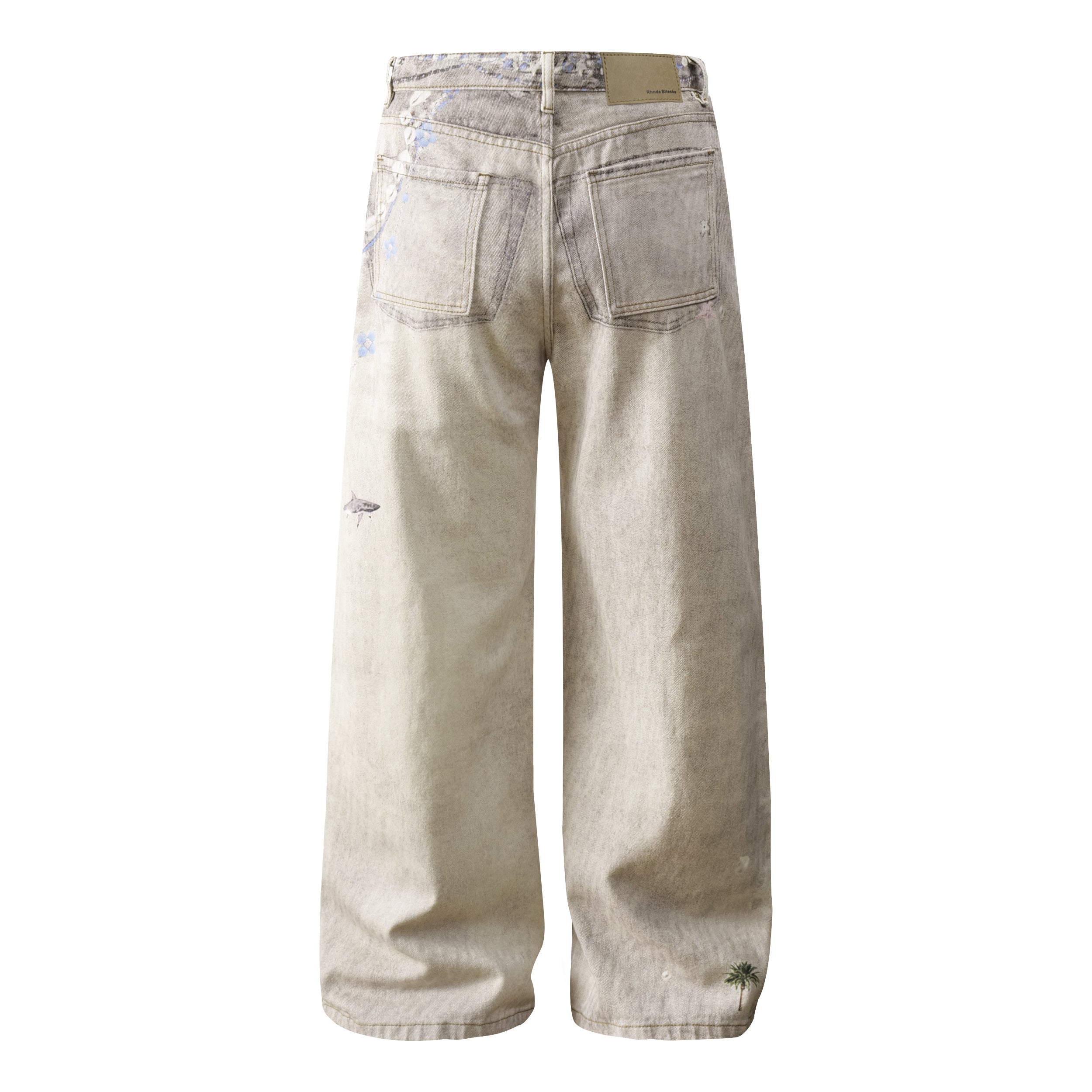 DONOTLOGO Unisex Off-White Distressed Wide-Leg Pants | Paint Splatter, Loose Fit | Summer Streetwear Must-Have