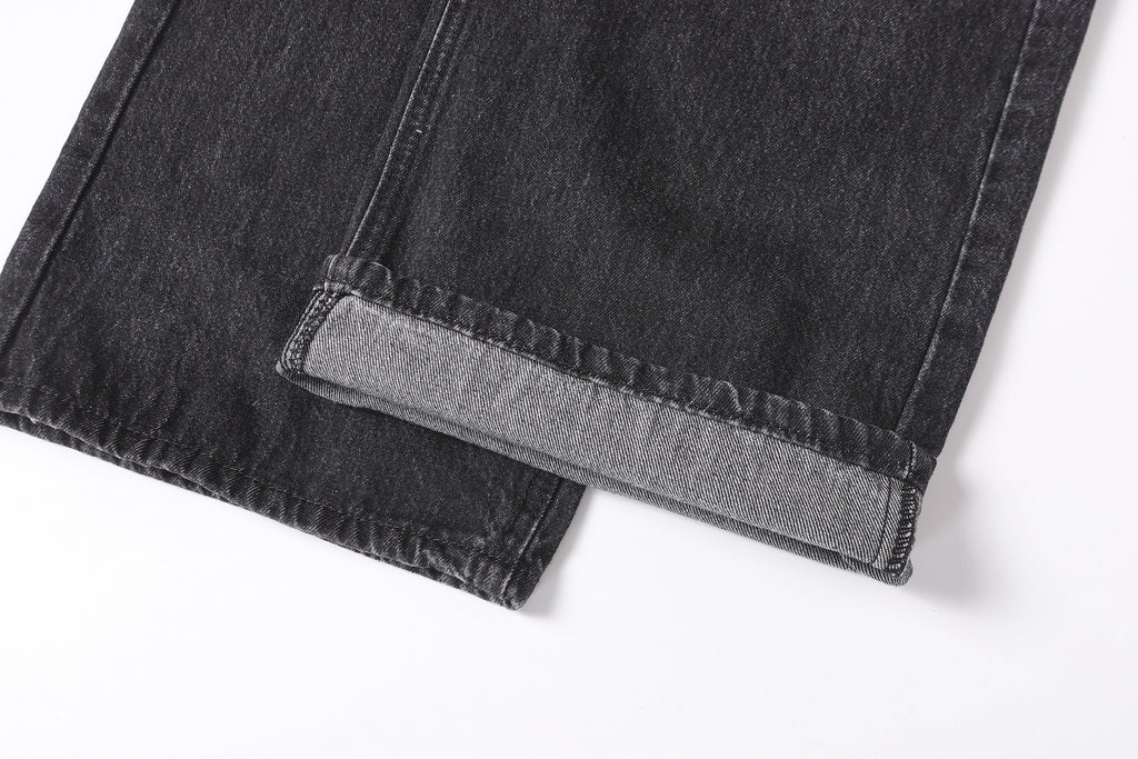 DONOTLOGO Deconstructed Black Baggy Denim Pants | Unisex Y2K Wide Leg Trousers with Bold Metal Studs | High Street Relaxed Fit Bottoms