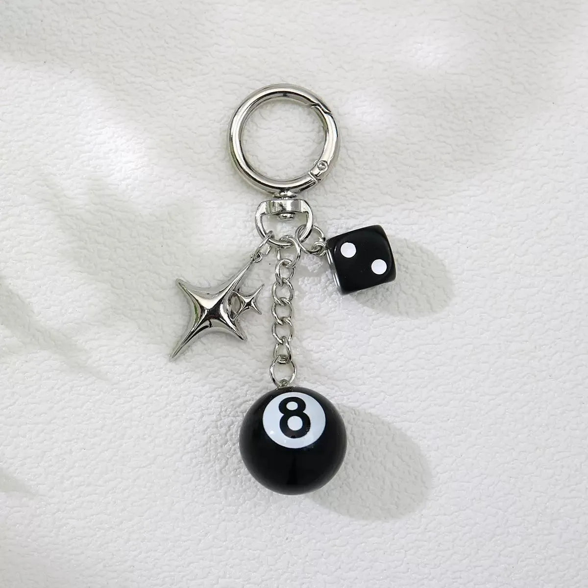 Black 8 Ball Dice Keychain – Official Pool Design, Punk Handmade Creative Luxury Accessory