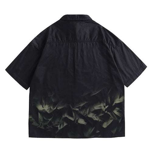 DONOTLOGO Deconstructed Drop Shoulder Shirt - Unisex Oversized Short Sleeve Button Up - Minimalist Streetwear Vintage Aesthetic Top