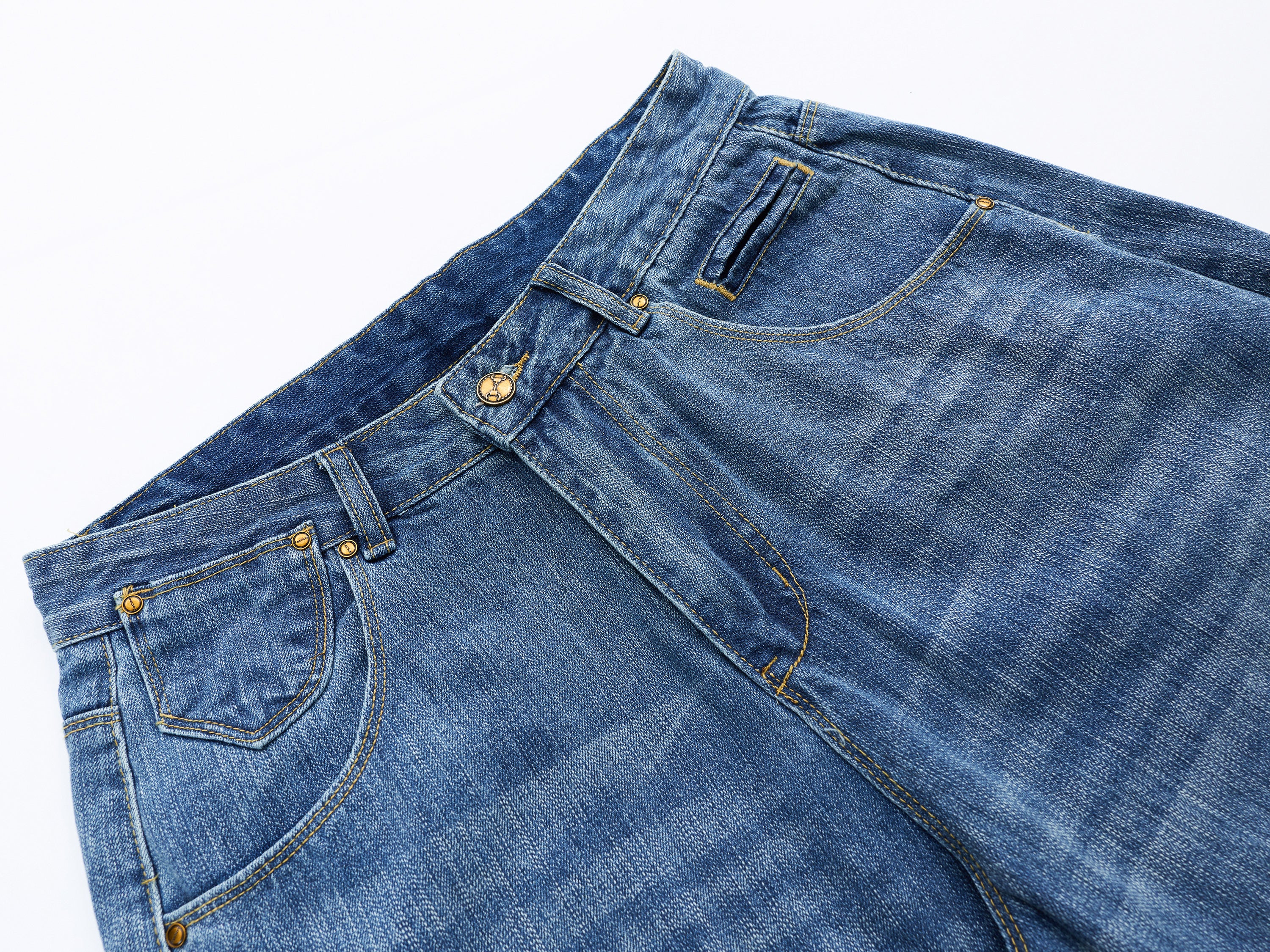 DONOTLOGO Oversized Vintage Denim Culottes - Unisex Baggy Jorts with Embroidered Flap Pockets - Edgy Streetwear Bottom with Wide Leg Silhouette & Contrast Stitching