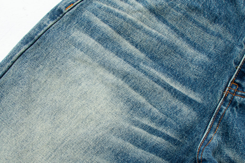 Vintage Distressed Straight-Leg Denim Jeans