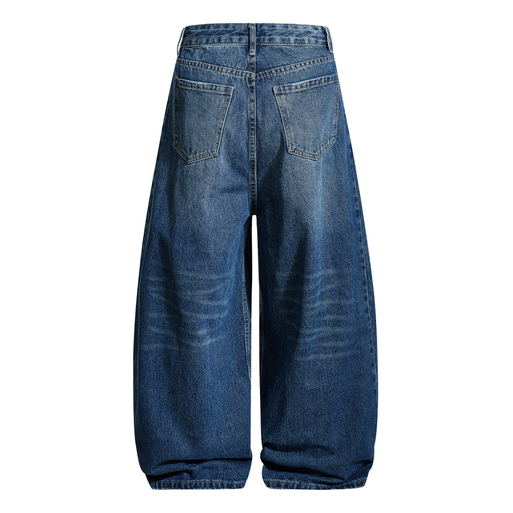 DONOTLOGO Y2K Streetwear Aesthetic | Unisex Balloon Fit Denim Trousers | Drawstring Detail & Heavy Wash with Oversized Silhouette