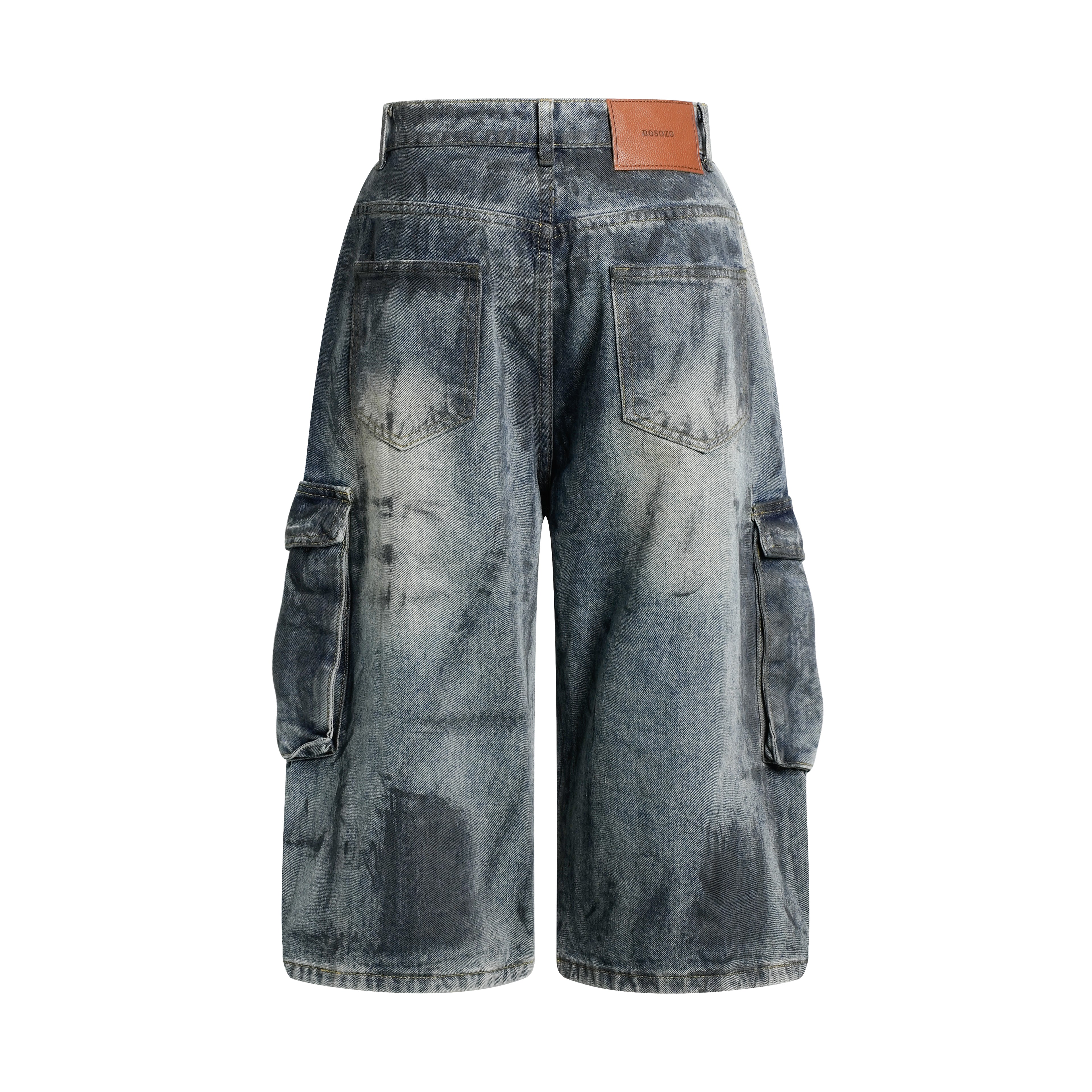 DONOTLOGO Heavy Acid Wash Baggy Cargo Jorts | Unisex Y2K Wide Leg Denim Shorts | Retro High Street Summer Bottoms