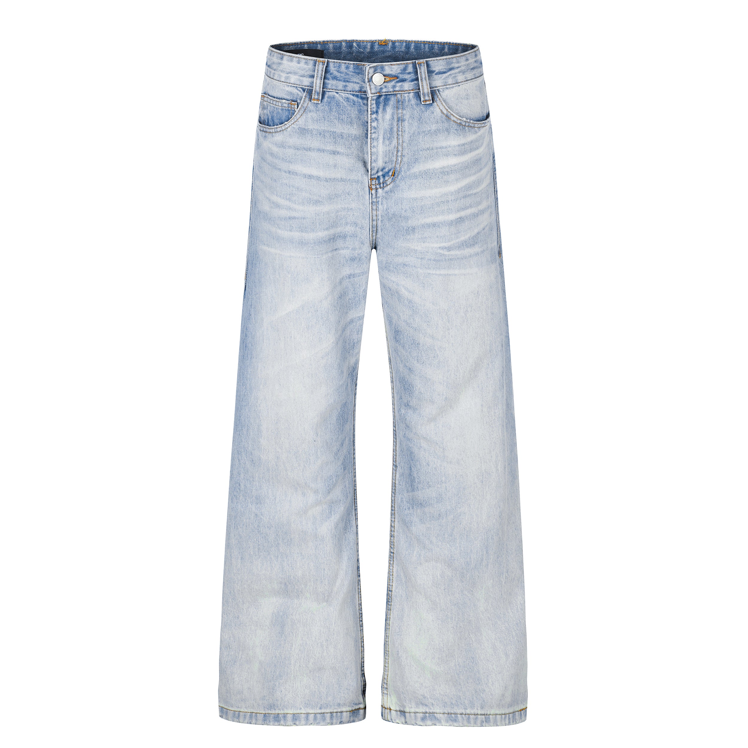 DONOTLOGO Urban Heritage Collection | Unisex Oversized Cat Whisker Denim | Retro Aesthetic High-Rise Wide-Leg Bottoms with Authentic Fade Detail