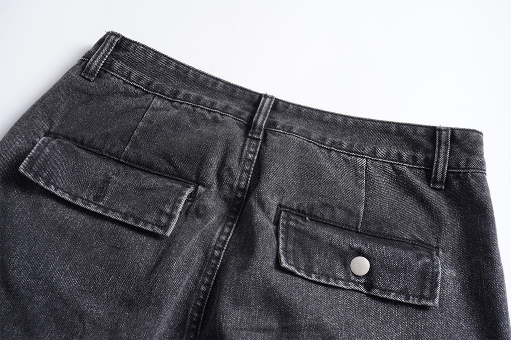 Vintage Washed Zippered Jeans