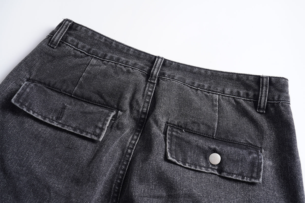 Vintage Washed Zippered Jeans