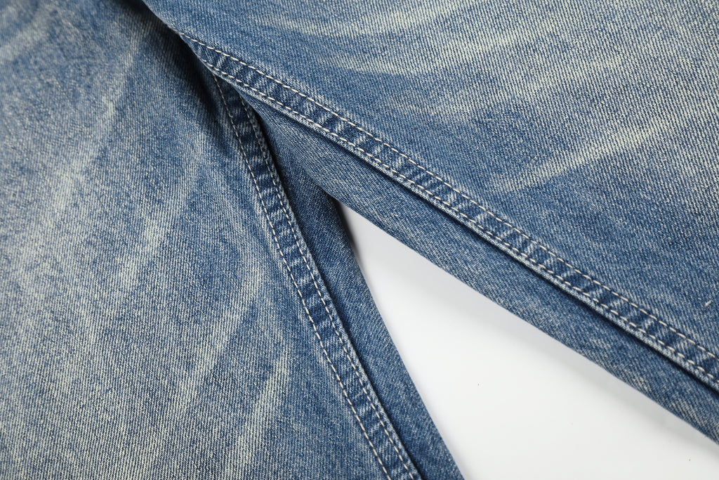 DONOTLOGO Urban Heritage Collection | Unisex Oversized Cat Whisker Denim | Retro Aesthetic High-Rise Wide-Leg Bottoms with Authentic Fade Detail