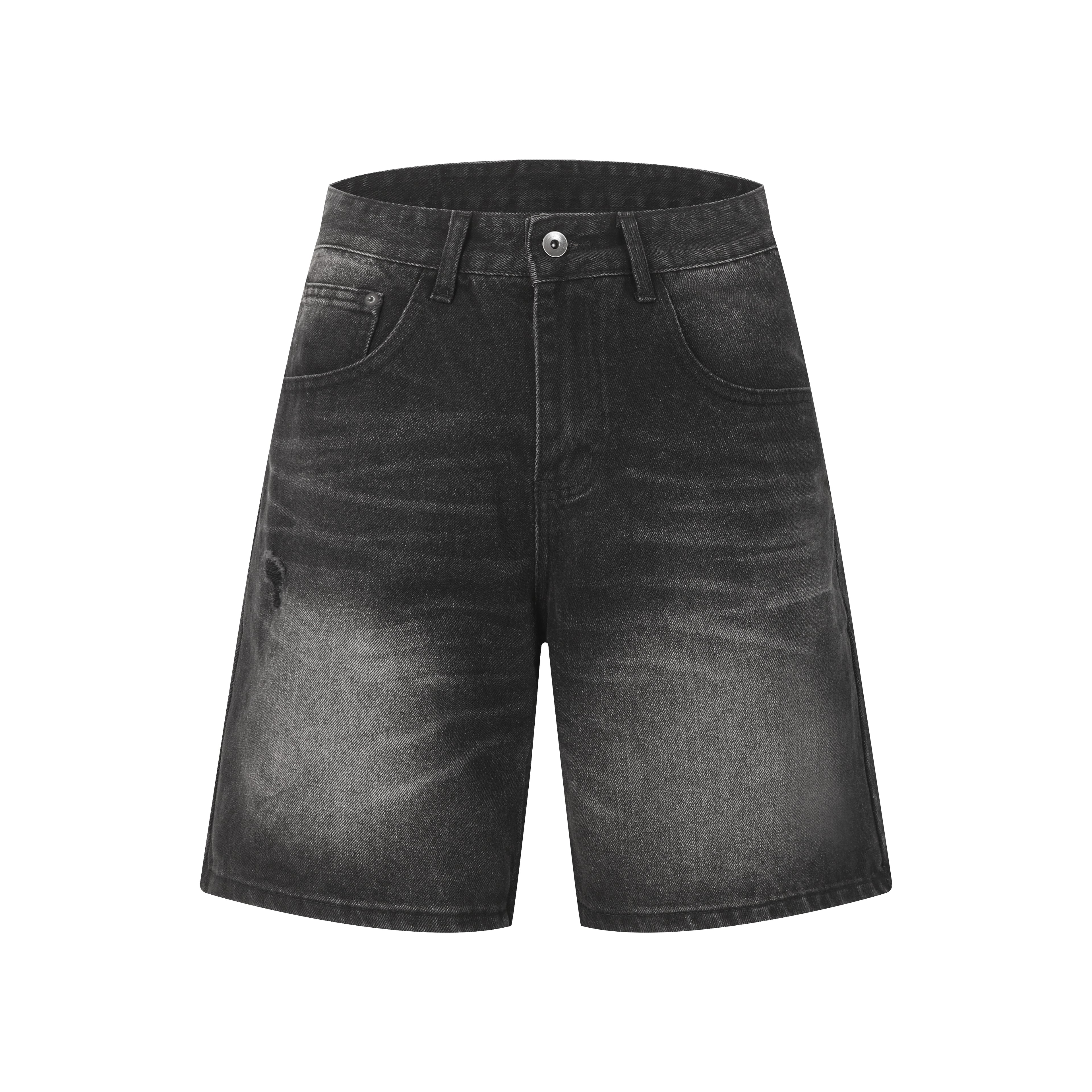 DONOTLOGO Urban Edge Collection | Unisex Relaxed Fit Denim Shorts | Bold Cat Whisker Seaming & Faded Wash Finish with Classic Cotton Denim Fabric